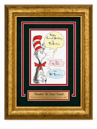 Theodor 'Dr. Suess' Geisel Autographed & Framed Cat in The Hat Print