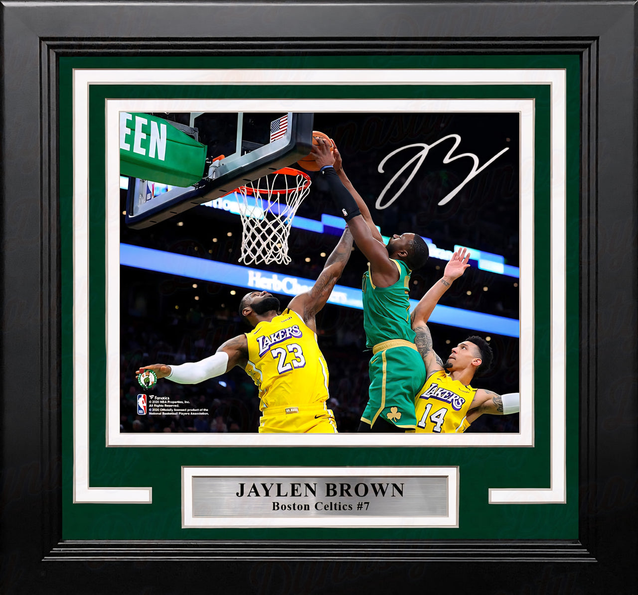 Jaylen Brown Boston Celtics Signed & Framed Dunking on LeBron Photo