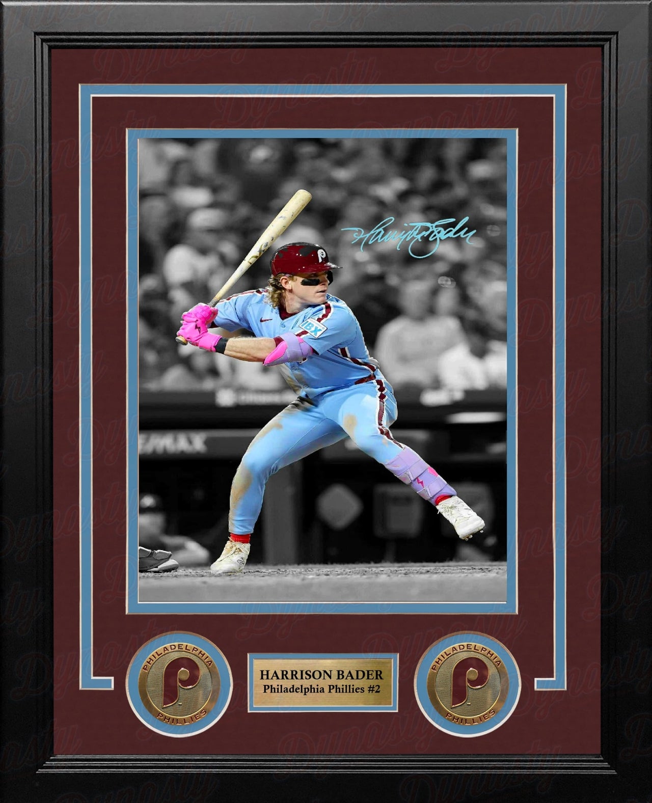 Harrison Bader Throwback Spotlight Philadelphia Phillies Autographed 8" x 10" Framed Baseball Photo