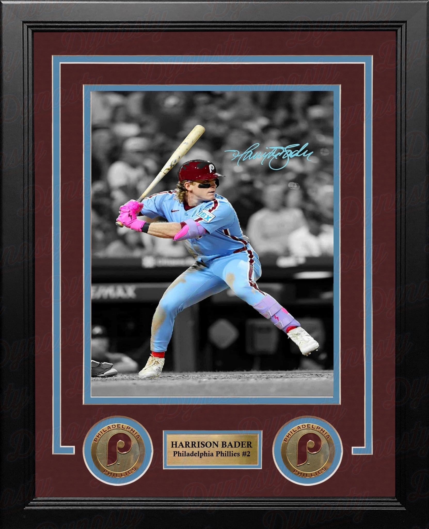 Harrison Bader Throwback Spotlight Philadelphia Phillies Autographed 8" x 10" Framed Baseball Photo