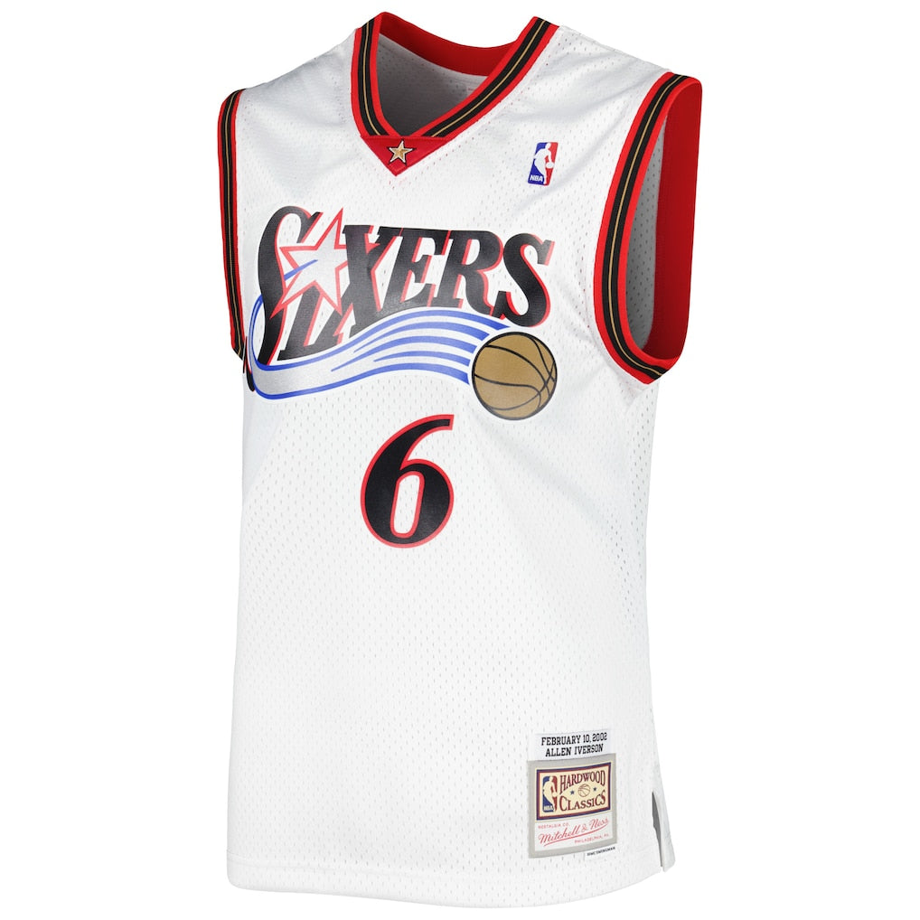 Allen Iverson Mitchell & Ness White Hardwood Classics 2002 NBA All-Star Game Jersey