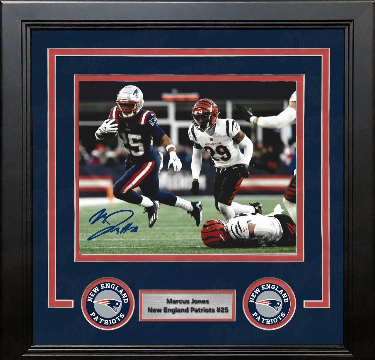 Marcus Jones New England Patriots Signed 11" x 14" Action Framed Photo