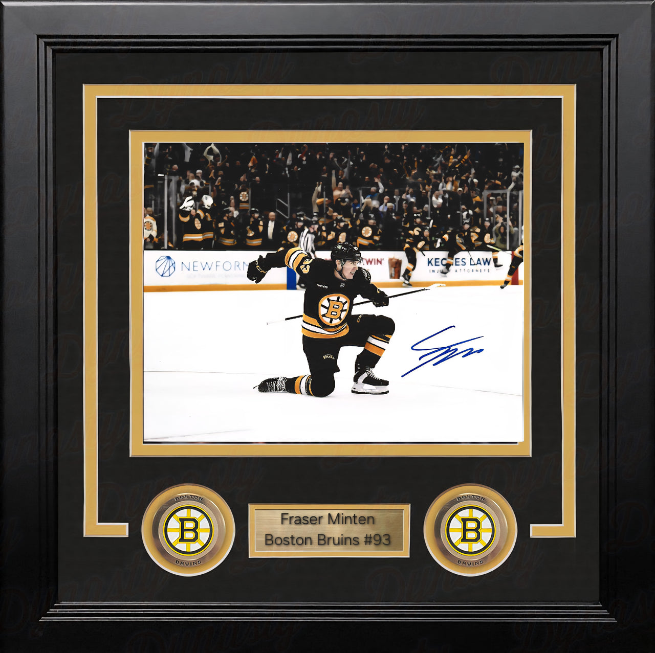 Fraser Minten Boston Bruins Autographed 11" x 14" Framed Celly Photo