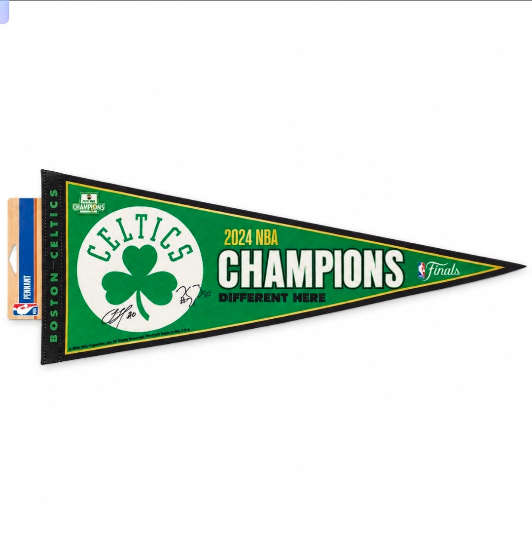 Sam Hauser & Xavier Tillman Boston Celtics Signed Championship Pennant