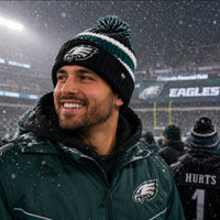 Philadelphia Eagles Knit Woven Black, Green & White Pom Hat