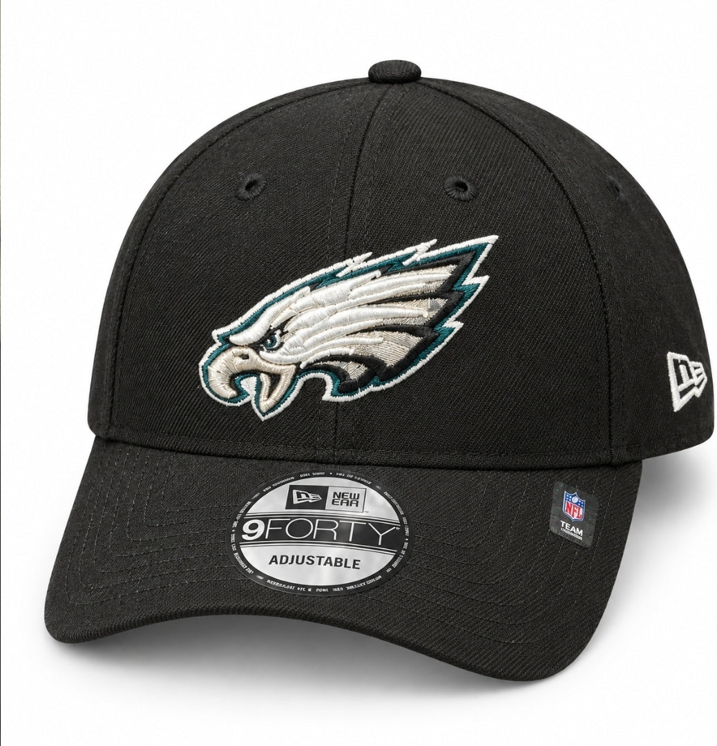 Philadelphia Eagles New Era Black Logo Adjustable Hat