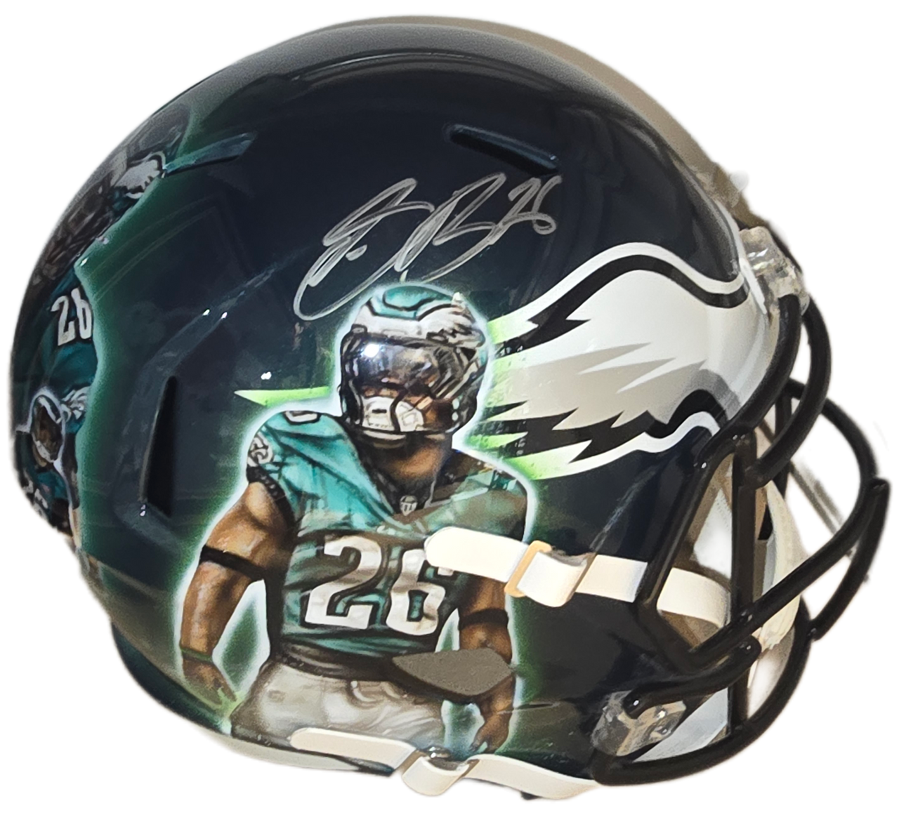 Saquon Barkley Autographed Super Bowl LIX Custom Painted Helmet 1/1