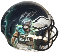 Saquon Barkley Autographed Super Bowl LIX Custom Painted Helmet 1/1