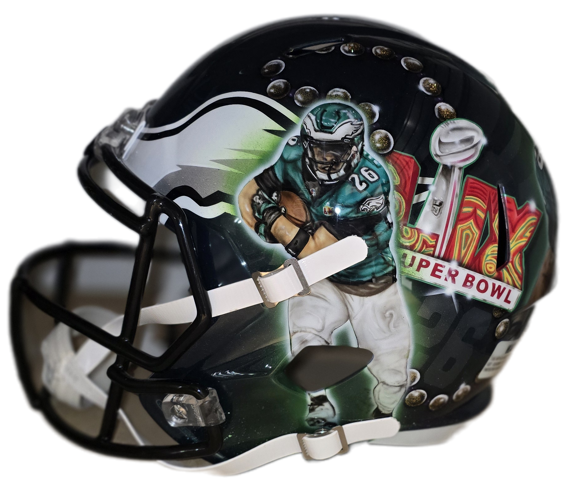 Saquon Barkley Autographed Super Bowl LIX Custom Painted Helmet 1/1