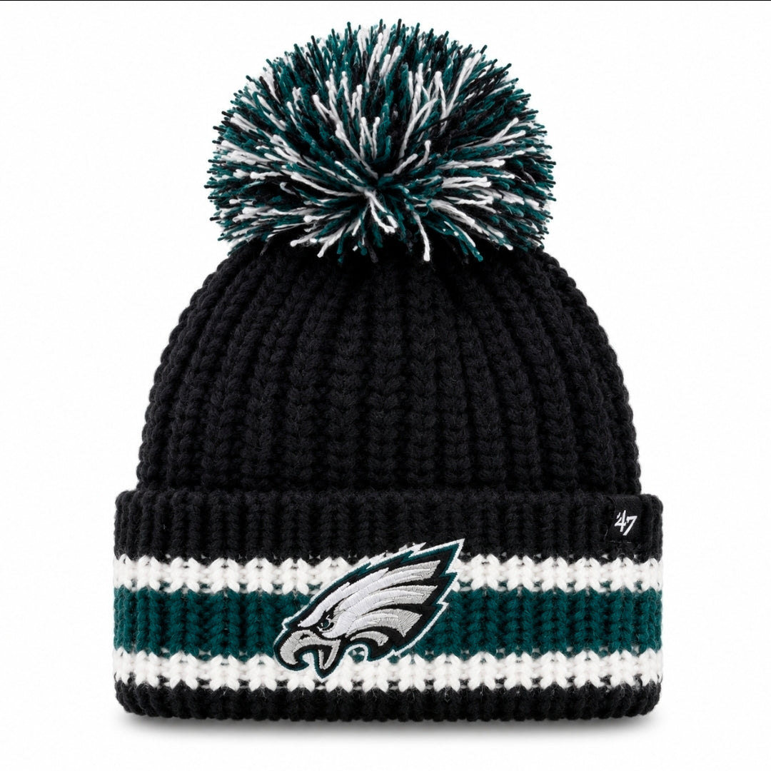Philadelphia Eagles Knit Woven Black, Green & White Pom Hat