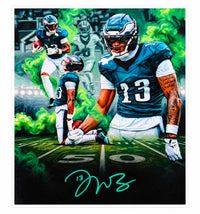 Dontayvion Wicks Philadelphia Eagles 1st Touchdown Autographed Collage 16" x 20" Photograph