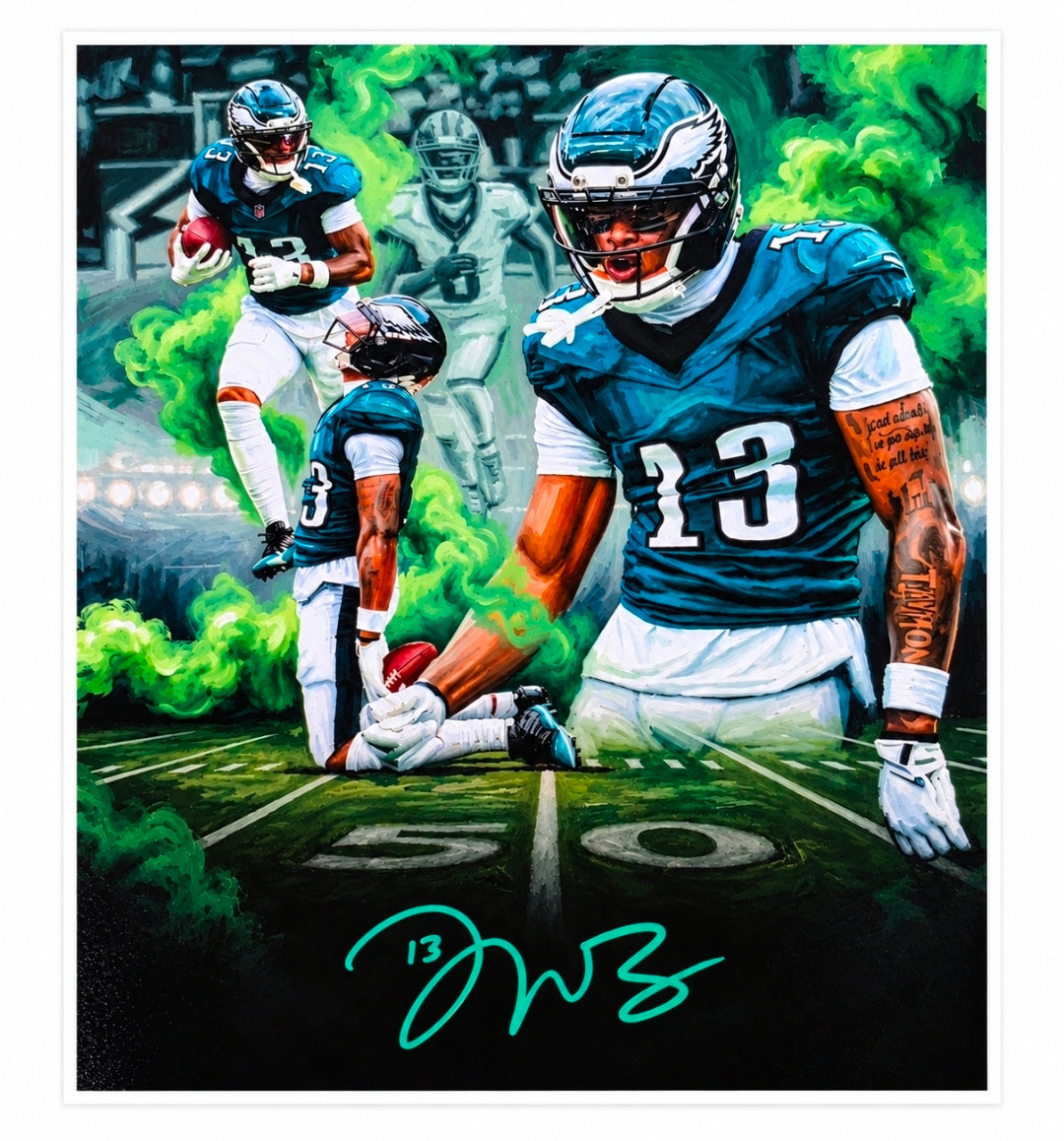 Dontayvion Wicks Philadelphia Eagles 1st Touchdown Autographed Collage 16" x 20" Photograph