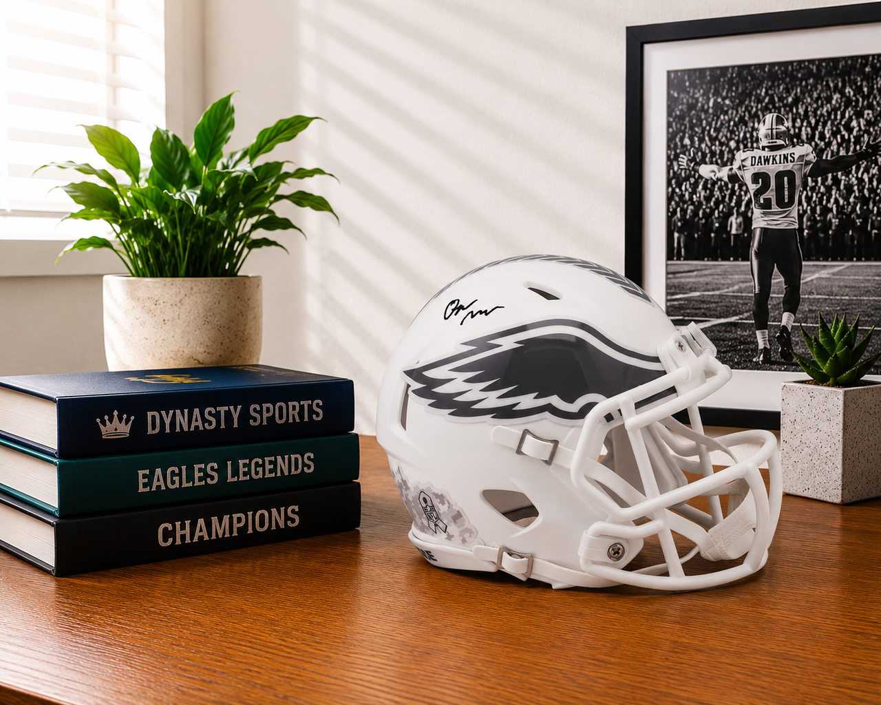 Quinyon Mitchell Philadelphia Eagles Autographed White Salute to Service Mini-Helmet