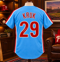 John Kruk Philadelphia Baseball Pro-Style Signed Throwback Jersey