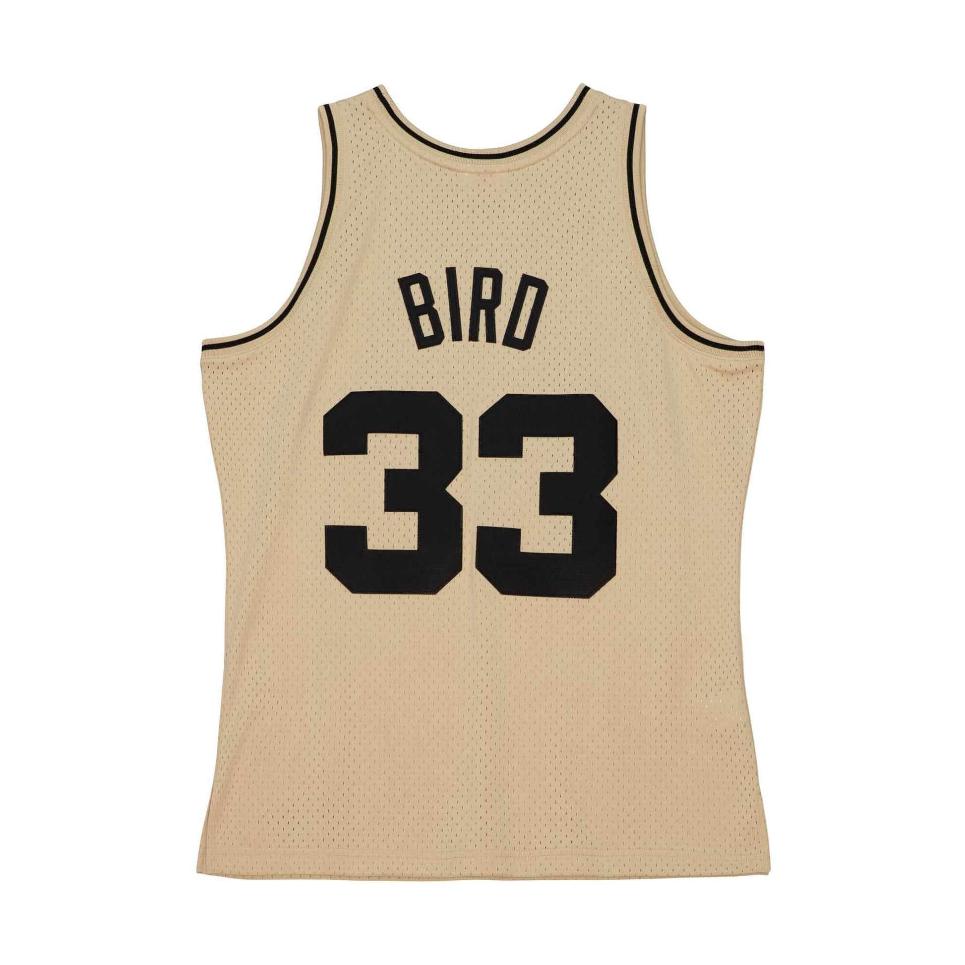 Larry Bird Boston Celtics Mitchell & Ness 1985 Khaki Black Swingman Jersey