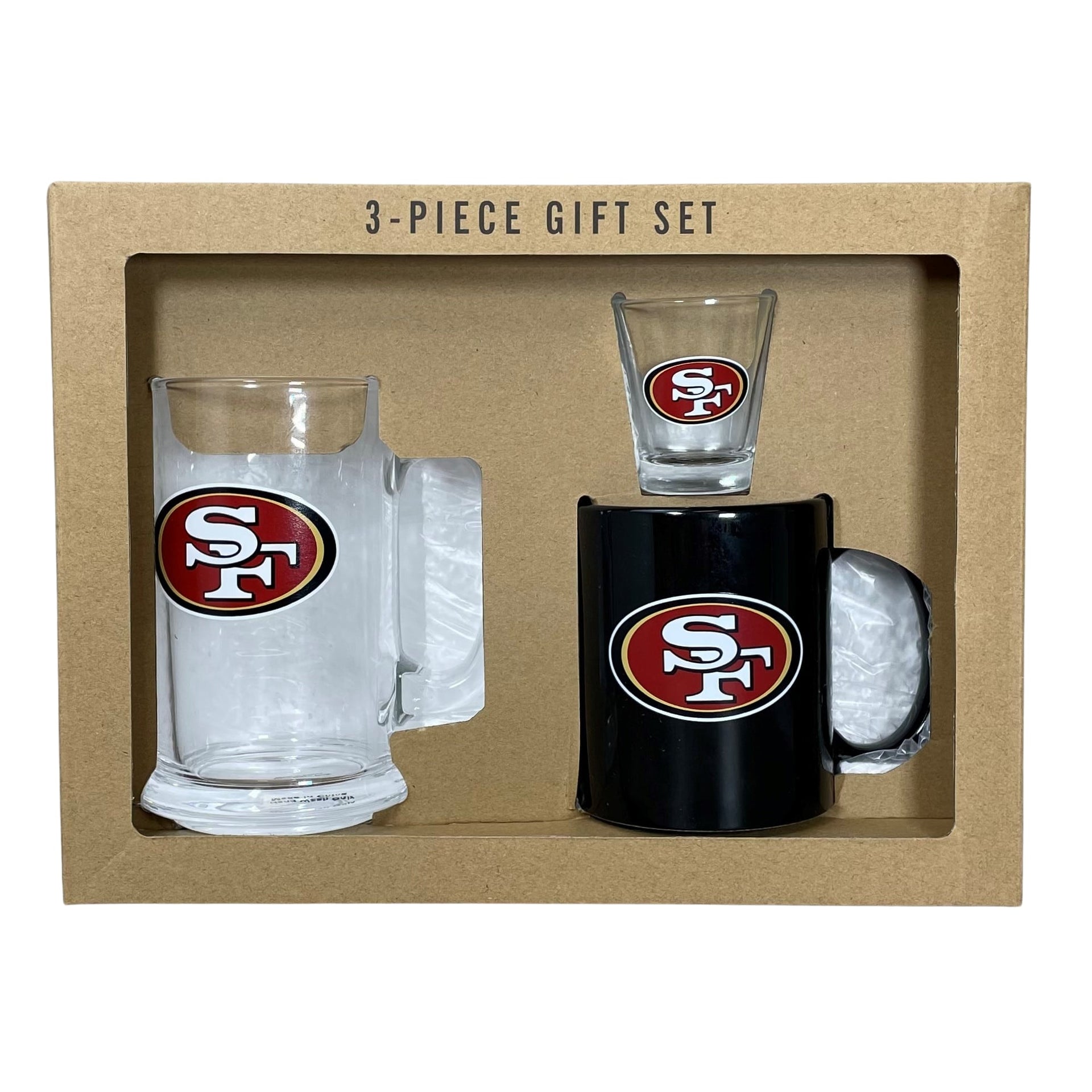 San Francisco 49ers 3-Piece Glassware Gift Set - Dynasty Sports & Framing 