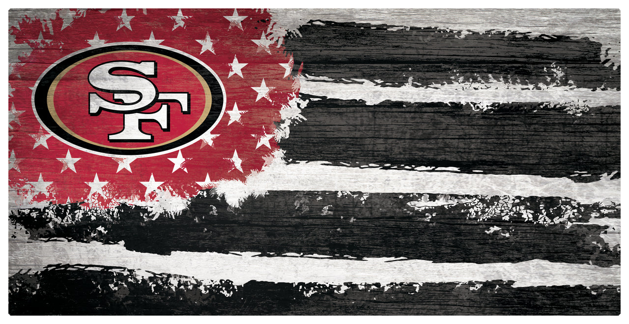 San Francisco 49ers Team Flag Wooden Sign - Dynasty Sports & Framing 