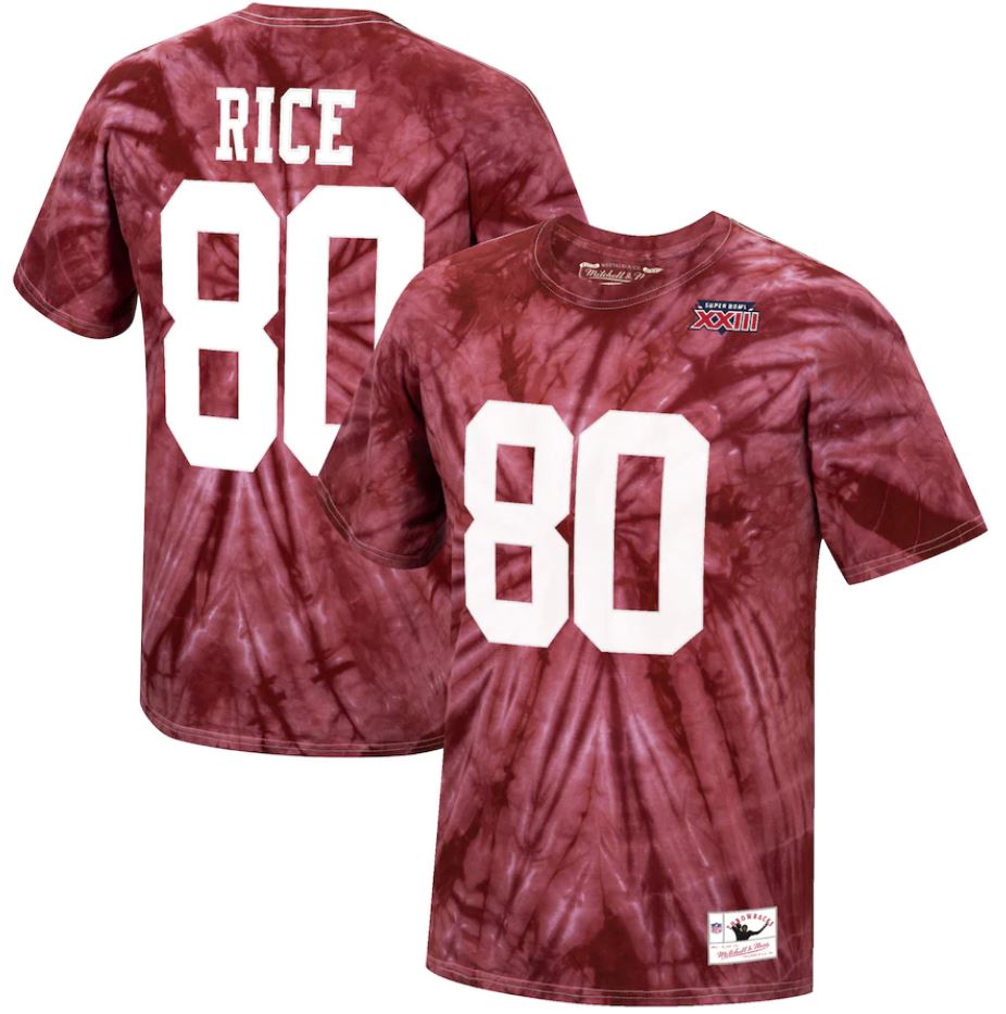 Jerry Rice San Francisco 49ers Mitchell & Ness Tie-Dye Super Bowl XXIII Name & Number T-Shirt - Dynasty Sports & Framing 