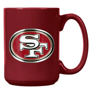 San Francisco 49ers 15oz. Metal Emblem Logo Ceramic Mug - Dynasty Sports & Framing 
