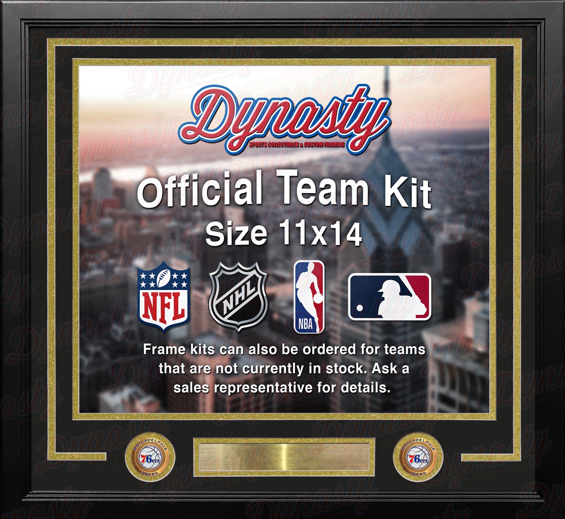 Philadelphia 76ers Throwback Custom NBA Basketball 11x14 Picture Frame Kit (Multiple Colors) - Dynasty Sports & Framing 