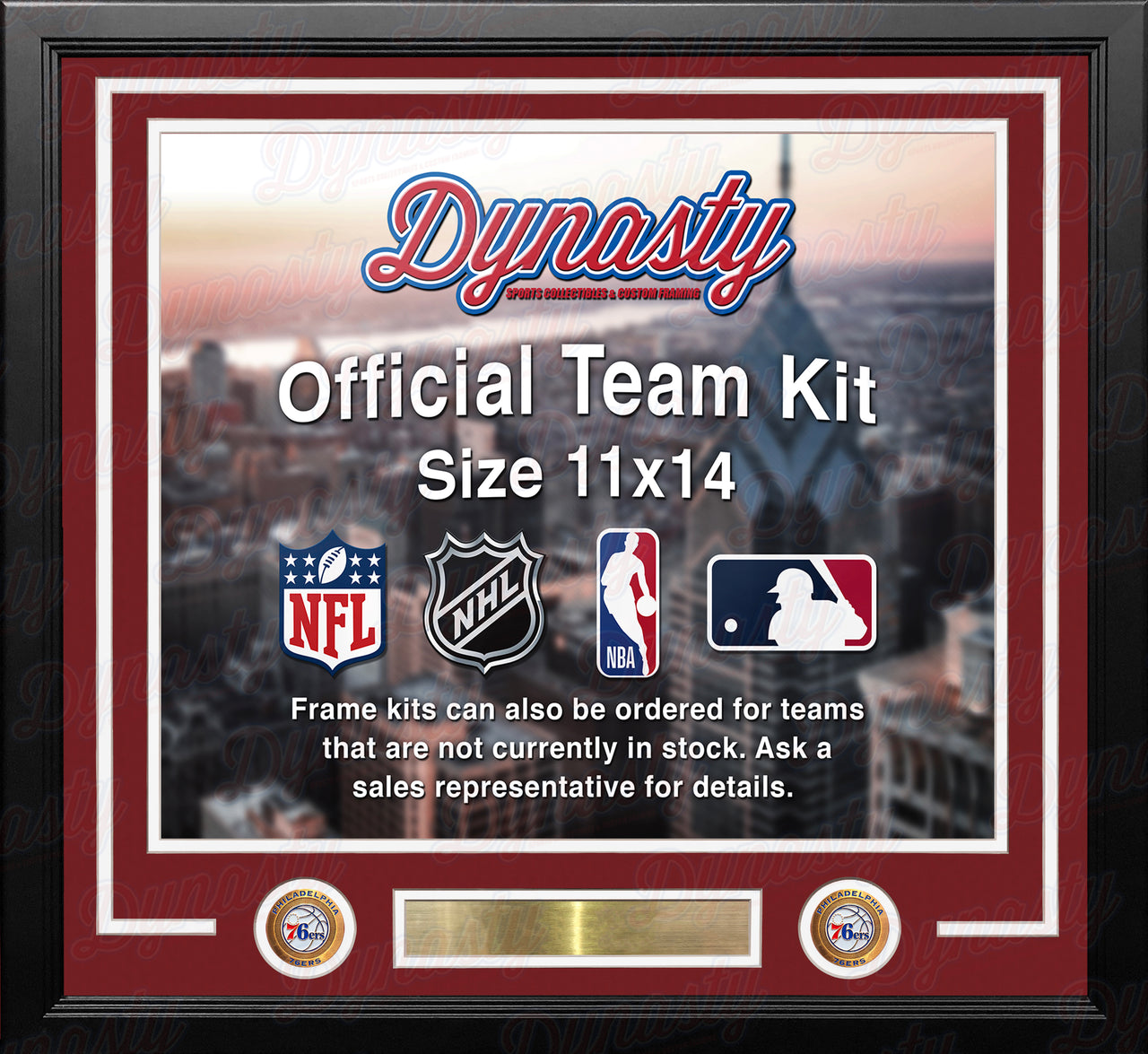Philadelphia 76ers Custom NBA Basketball 11x14 Picture Frame Kit (Multiple Colors) - Dynasty Sports & Framing 