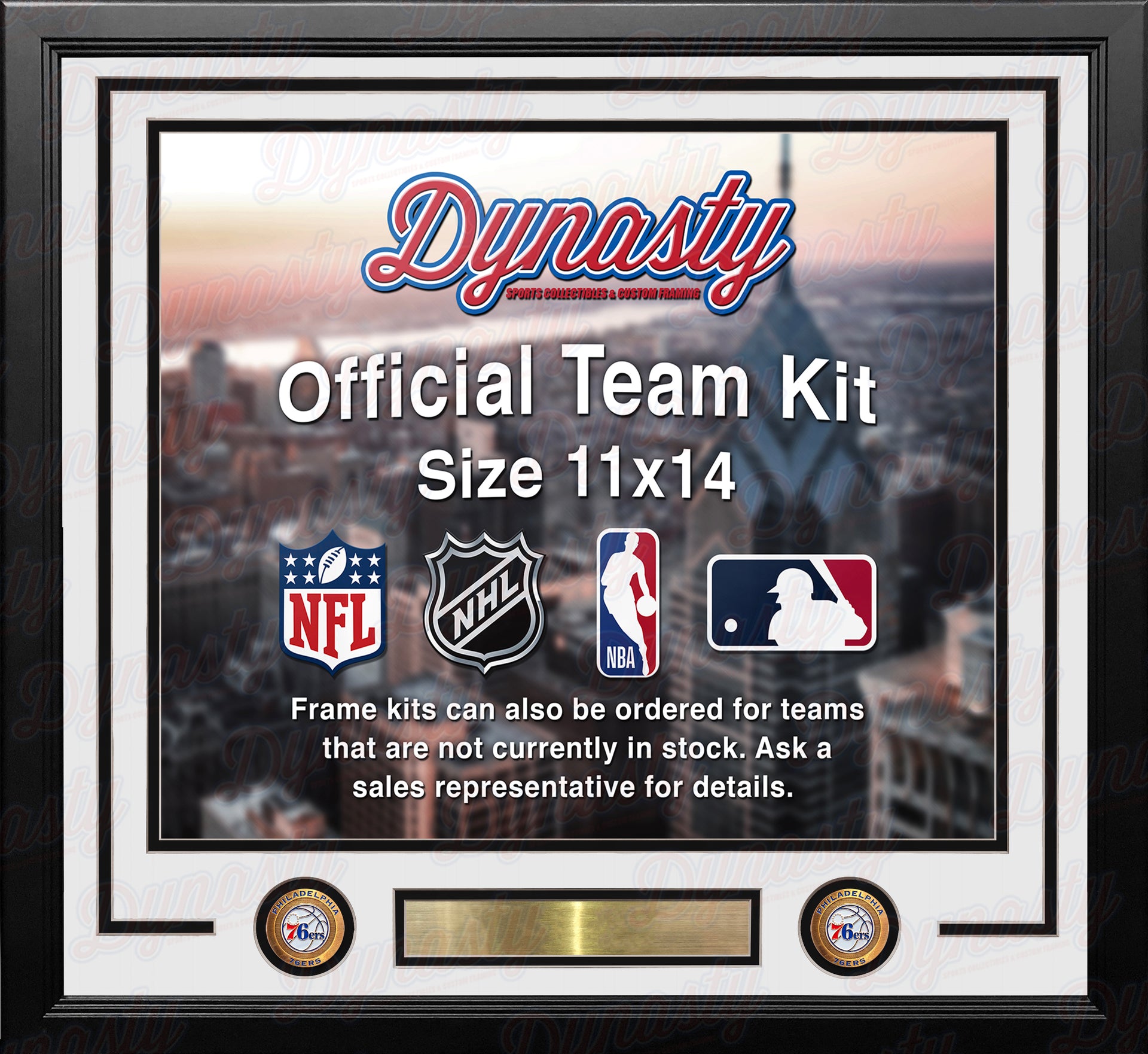 Philadelphia 76ers Throwback Custom NBA Basketball 11x14 Picture Frame Kit (Multiple Colors) - Dynasty Sports & Framing 