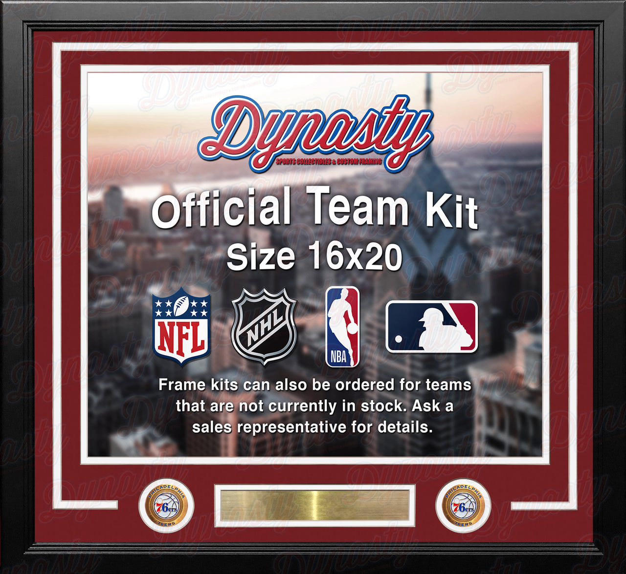 Philadelphia 76ers Custom NBA Basketball 16x20 Picture Frame Kit (Multiple Colors) - Dynasty Sports & Framing 