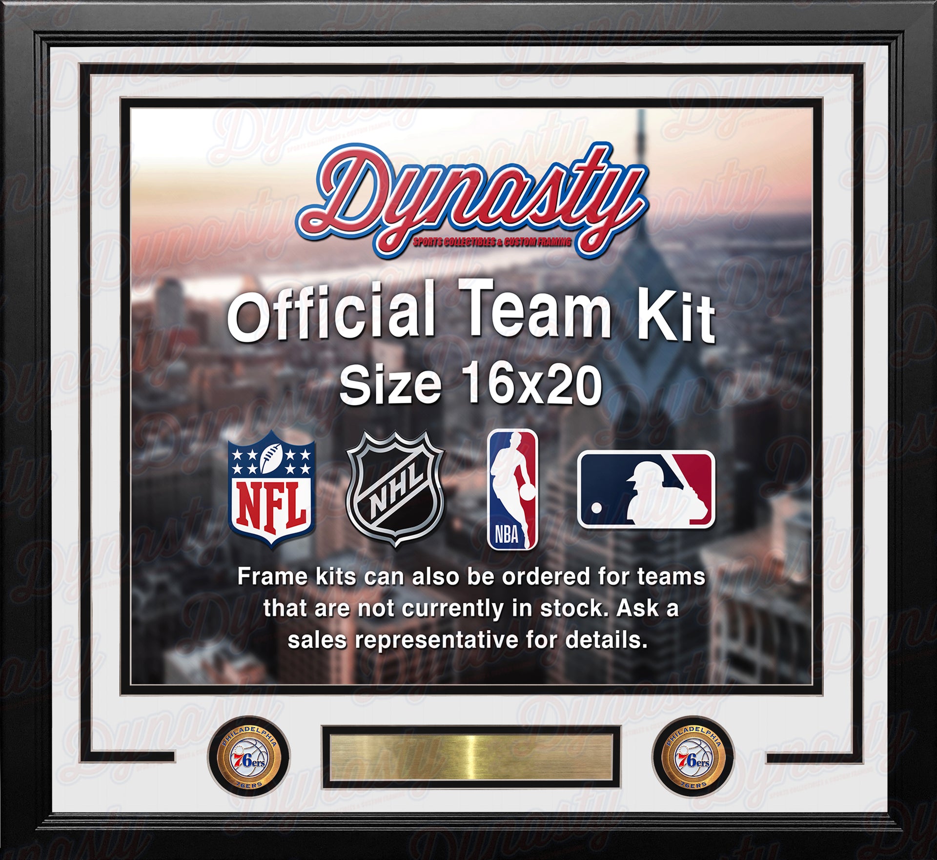 Philadelphia 76ers Throwback Custom NBA Basketball 16x20 Picture Frame Kit (Multiple Colors) - Dynasty Sports & Framing 