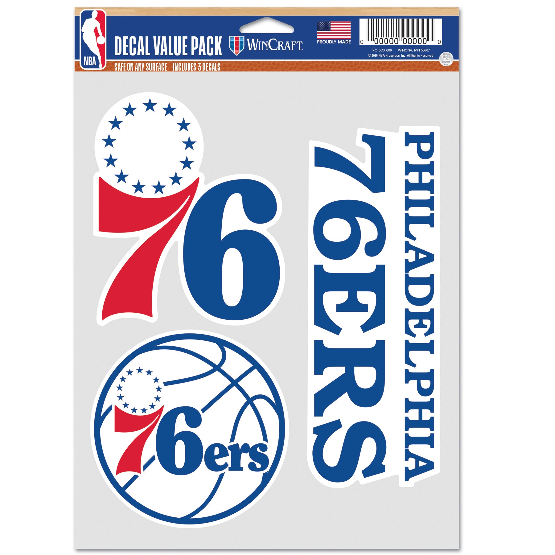 Philadelphia 76ers 3-Piece Fan Multi Use Decal Set - Dynasty Sports & Framing 