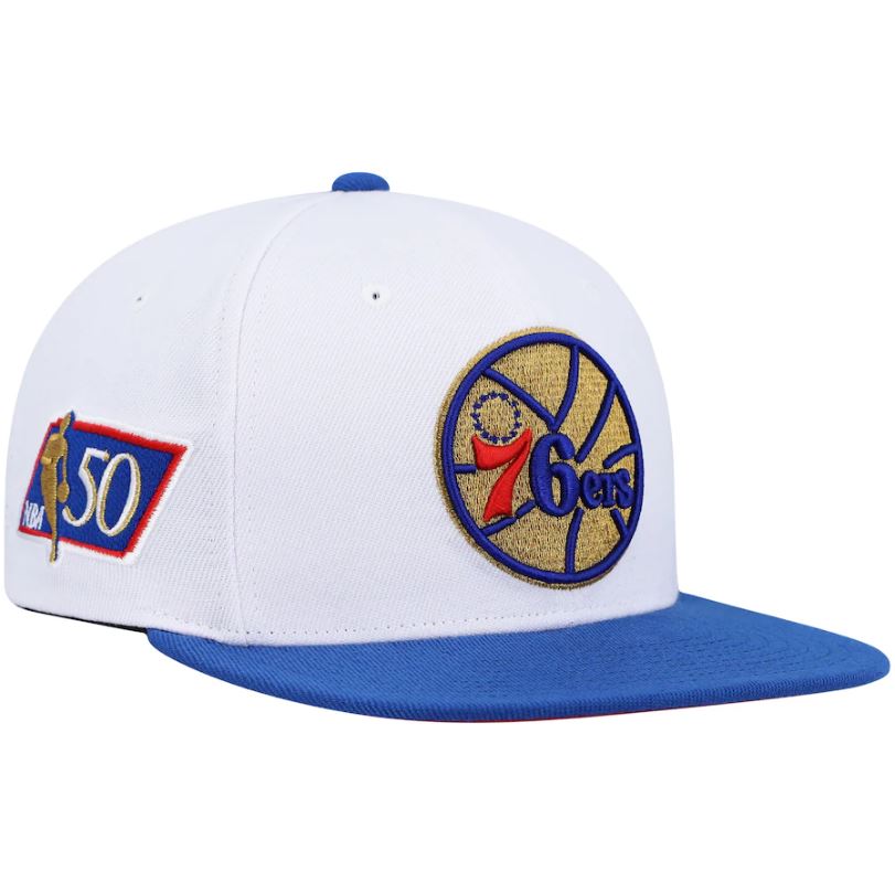 Philadelphia 76ers Mitchell & Ness 50th Anniversary Hardwood Classics Snapback Hat - Dynasty Sports & Framing 