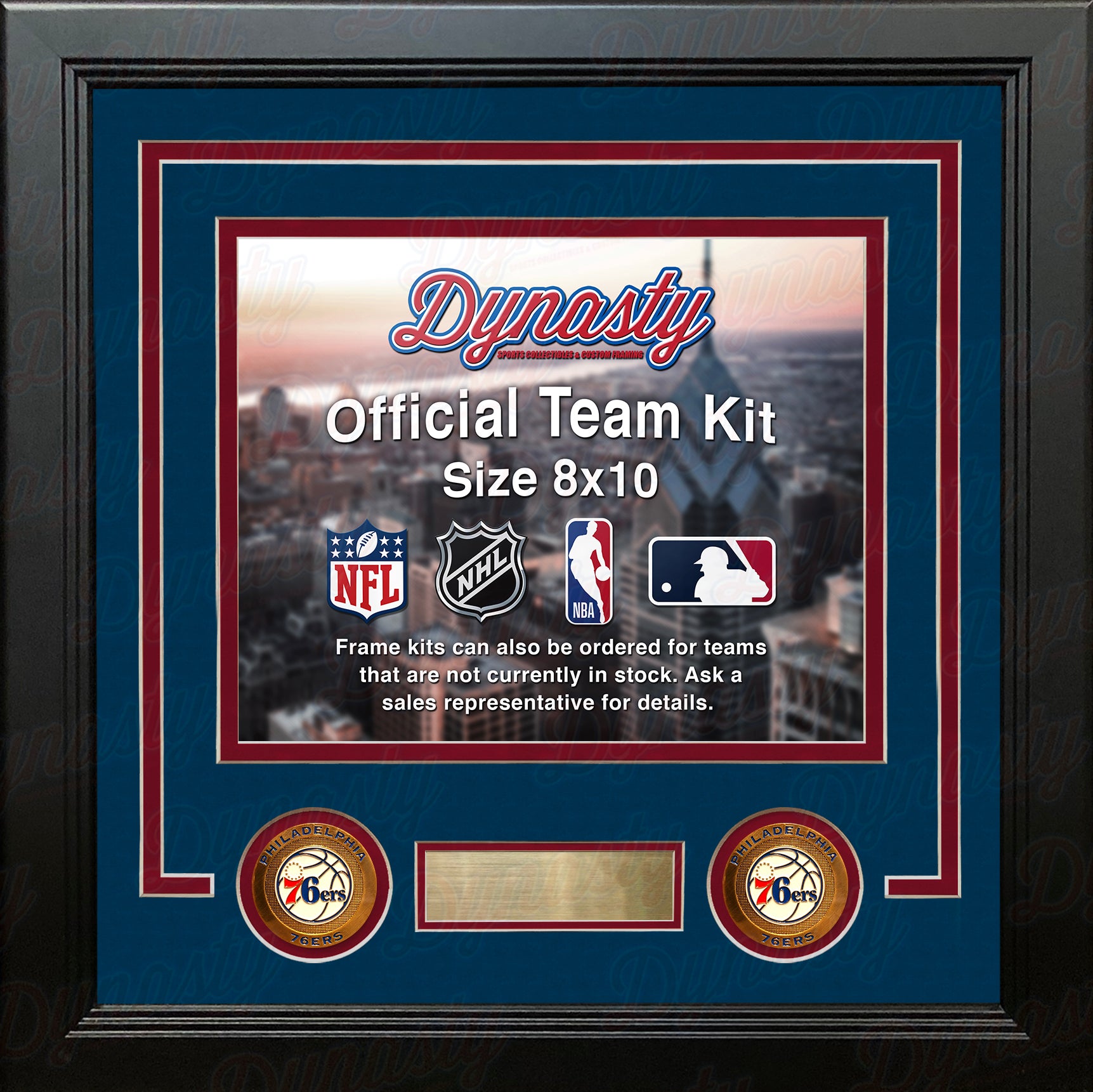 Philadelphia 76ers NBA Basketball Photo Picture Frame (Blue Matting, Red Trim) - Dynasty Sports & Framing 