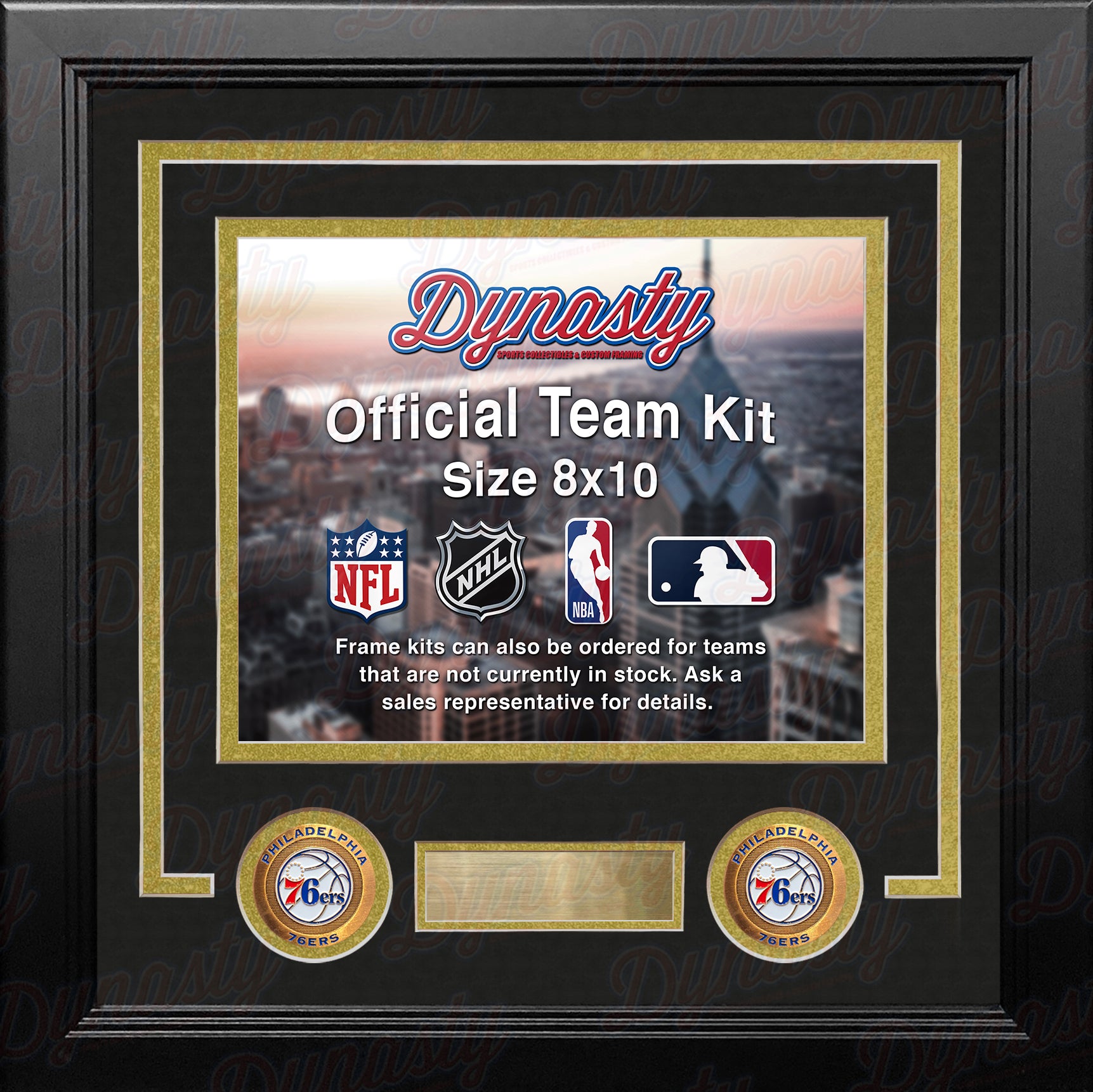 Philadelphia 76ers Throwback Custom NBA Basketball 8x10 Picture Frame Kit (Multiple Colors) - Dynasty Sports & Framing 