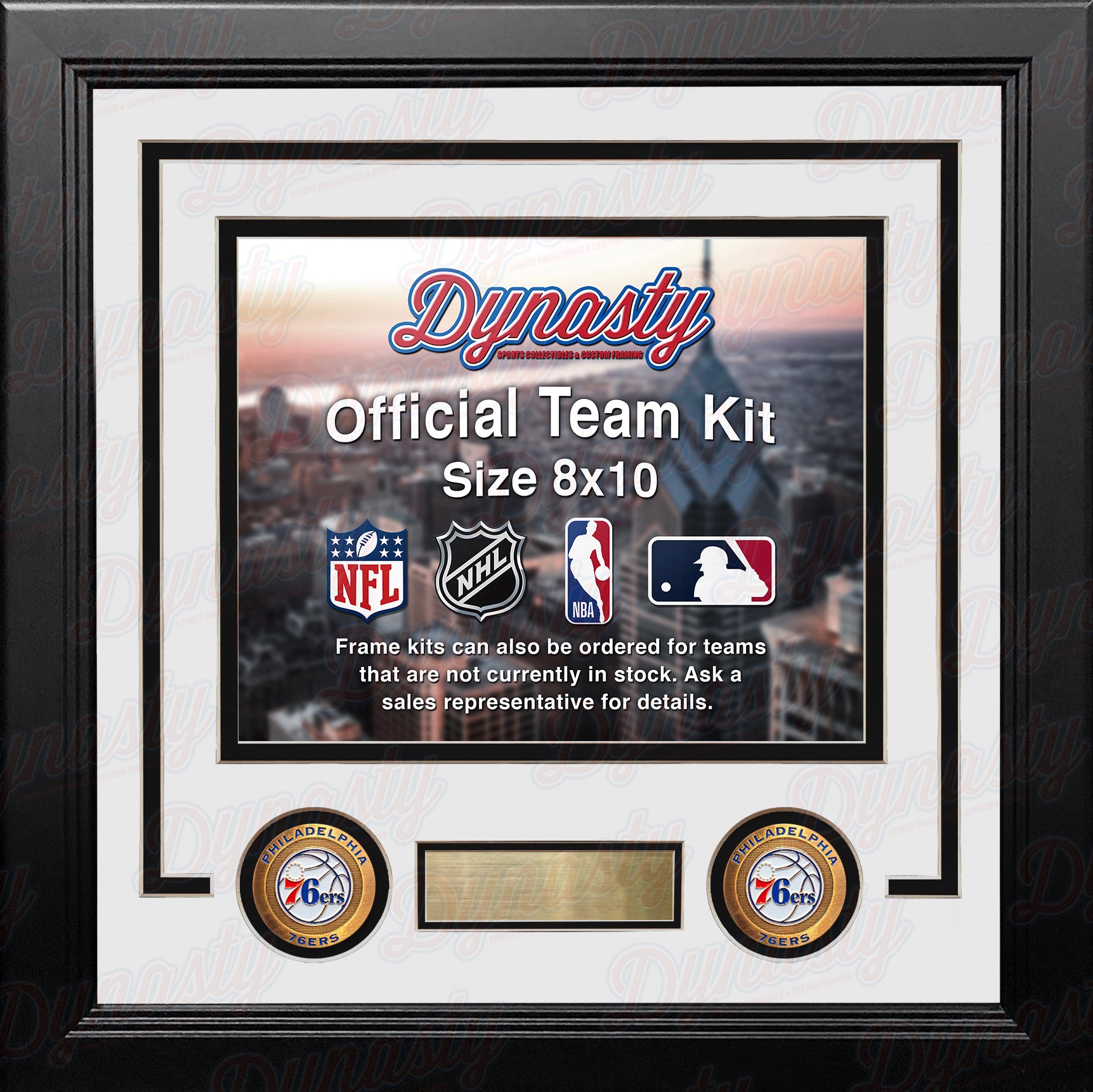 Philadelphia 76ers Throwback Custom NBA Basketball 8x10 Picture Frame Kit (Multiple Colors) - Dynasty Sports & Framing 