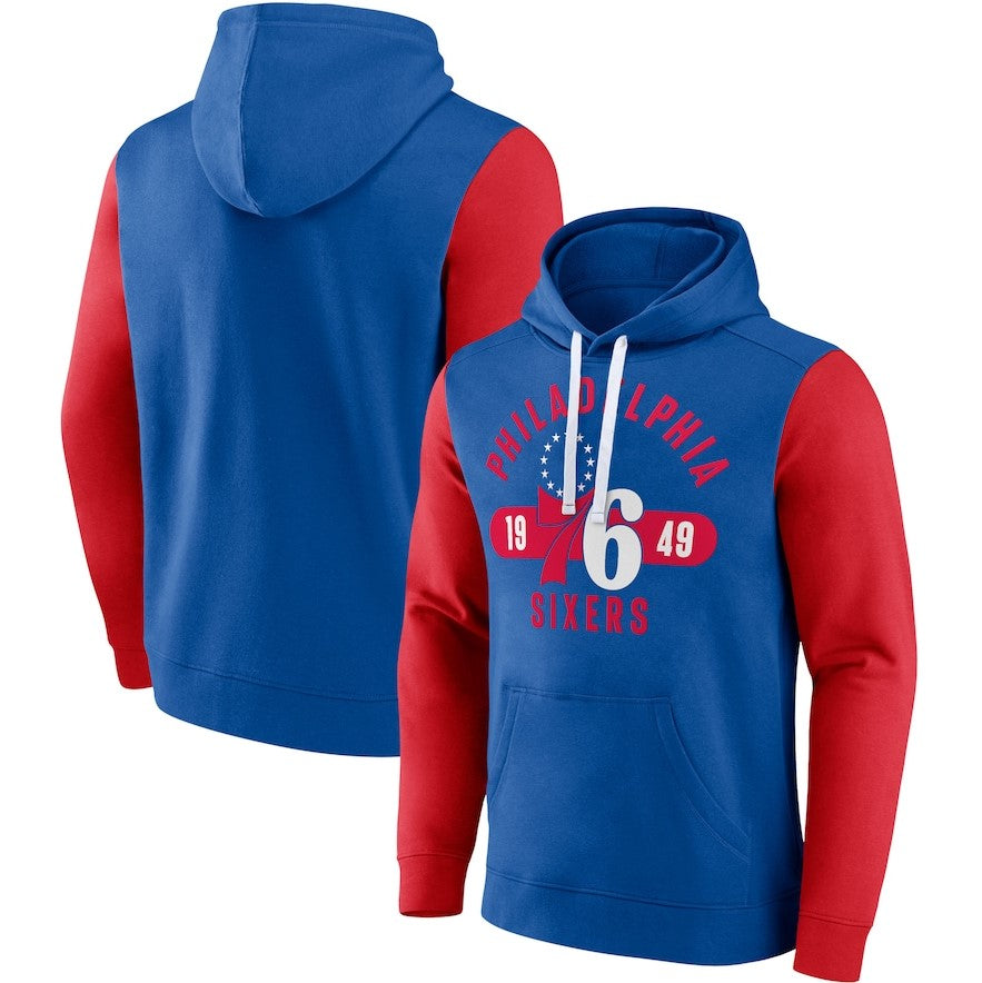 Philadelphia 76ers Bold Attack Pullover Hoodie - Royal/Red - Dynasty Sports & Framing 