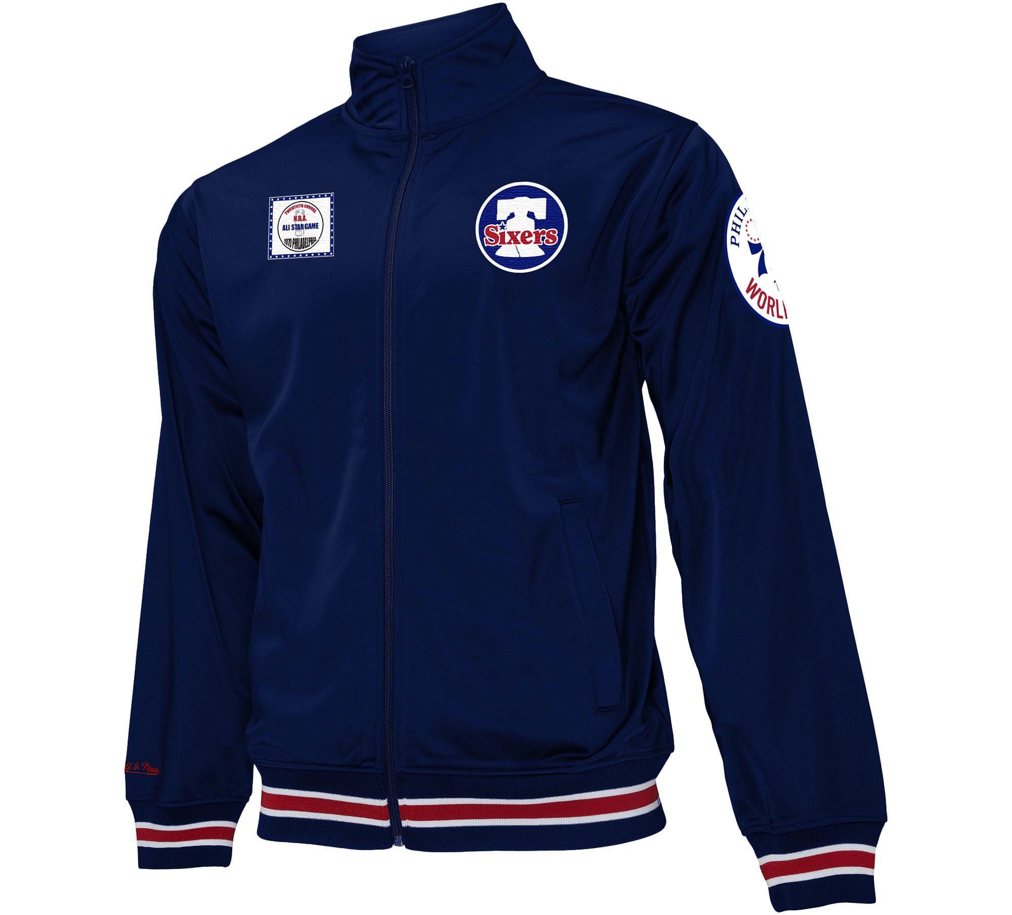 Philadelphia 76ers Mitchell & Ness Blue Champ City Track Jacket - Dynasty Sports & Framing 