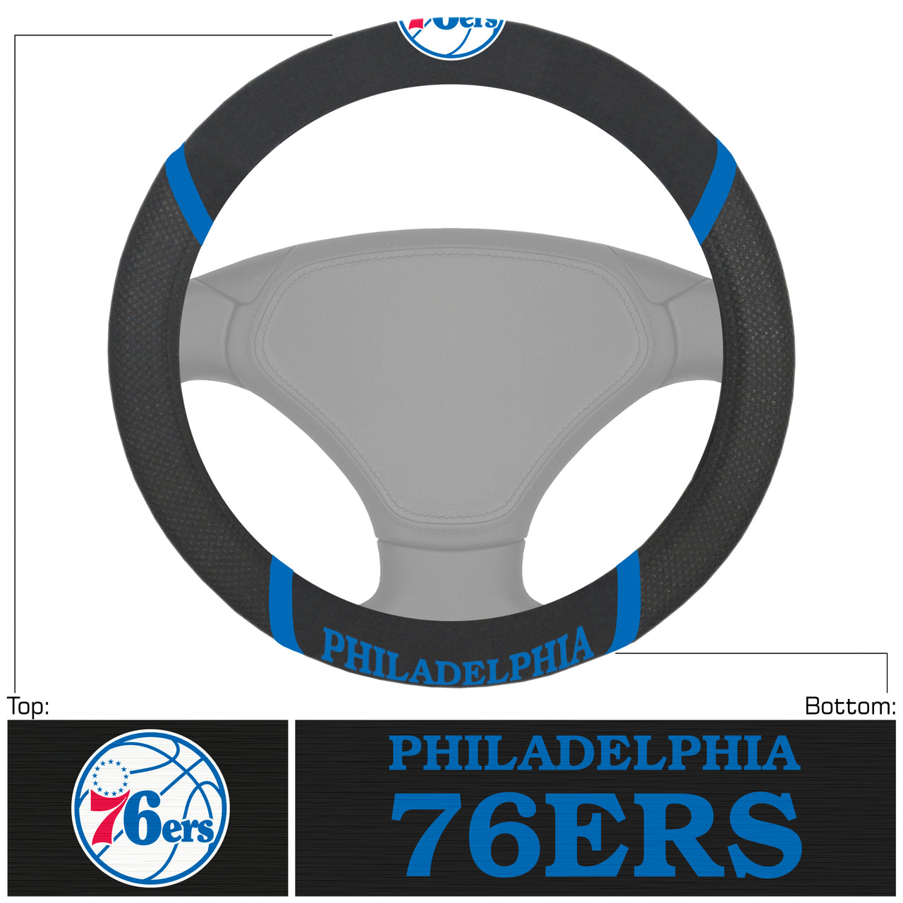 Philadelphia 76ers Deluxe Basketball Steering Wheel Cover - Dynasty Sports & Framing 