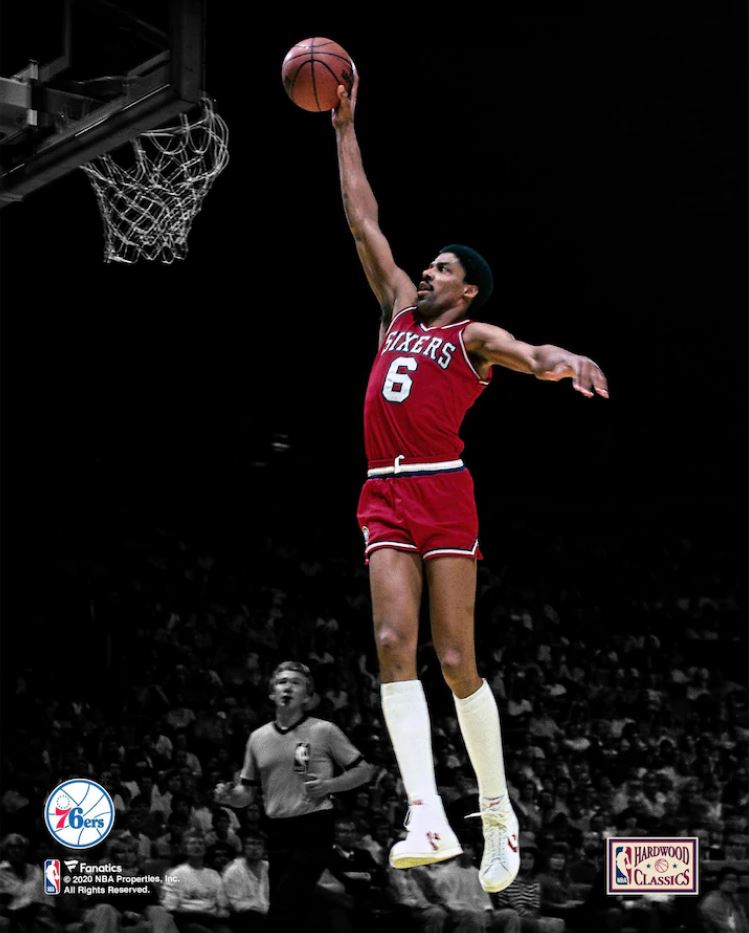 Julius "Dr. J" Erving Blackout Dunk Philadelphia 76ers 8" x 10" Basketball Photo - Dynasty Sports & Framing 