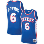 Julius Erving Philadelphia 76ers Mitchell & Ness 1976-77 Hardwood Classics Royal Blue Swingman Jersey - Dynasty Sports & Framing 