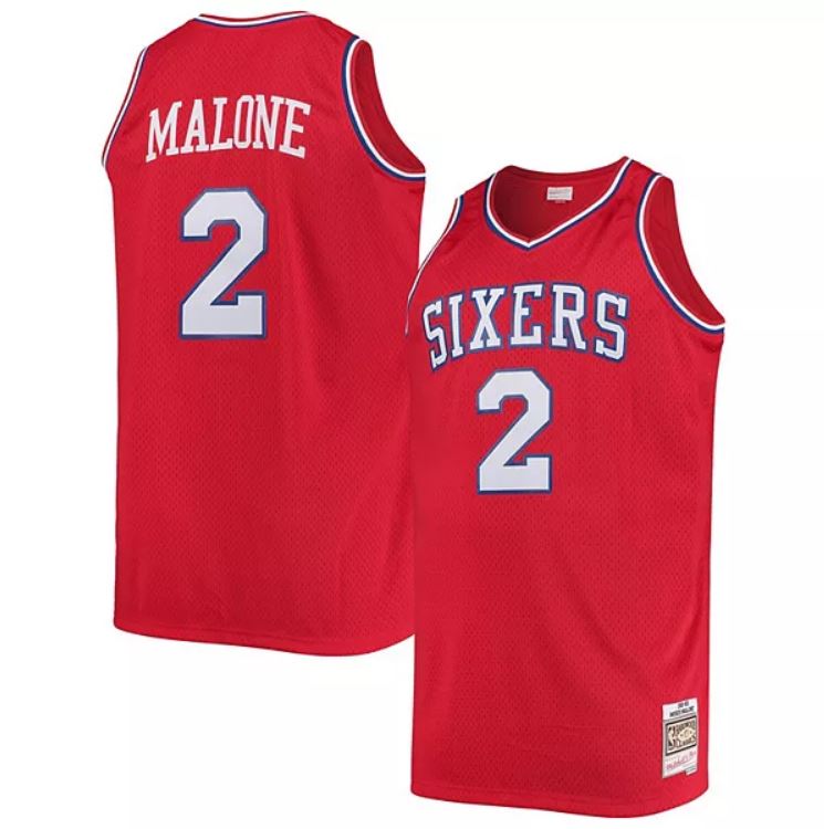 Moses Malone Philadelphia 76ers Mitchell & Ness 1982-83 Hardwood Classics Red Swingman Jersey - Dynasty Sports & Framing 