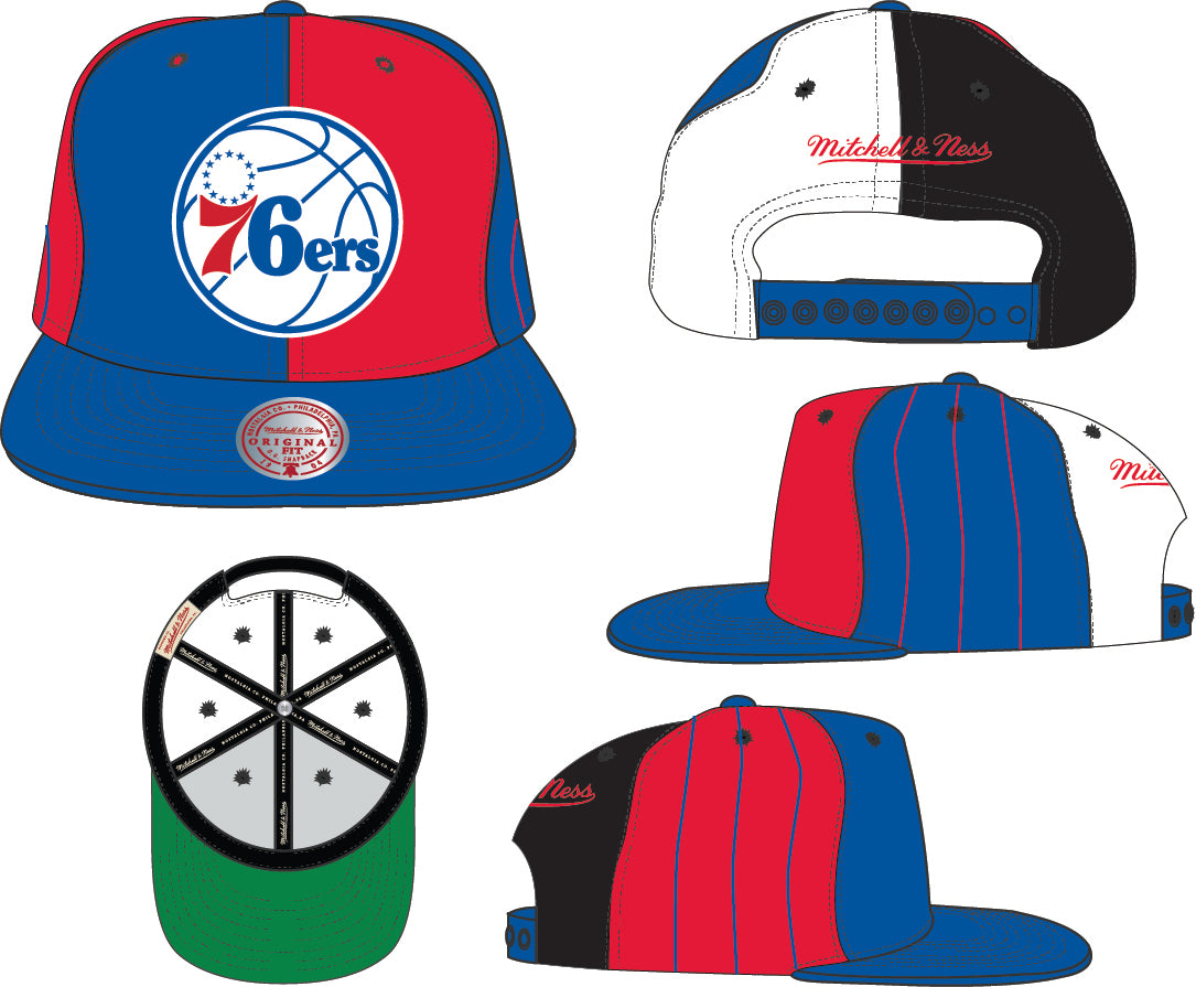 Philadelphia 76ers Mitchell & Ness What the Pinstripe Snapback Hat - Dynasty Sports & Framing 