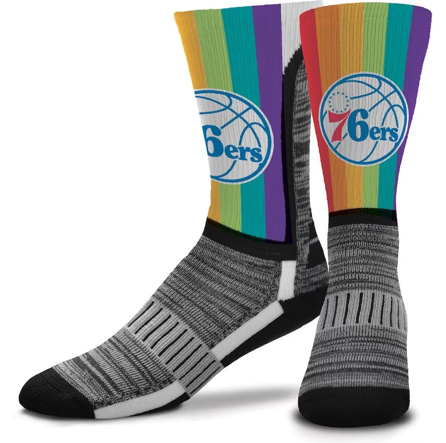 Philadelphia 76ers V-Curve Rainbow Crew Socks - Dynasty Sports & Framing 
