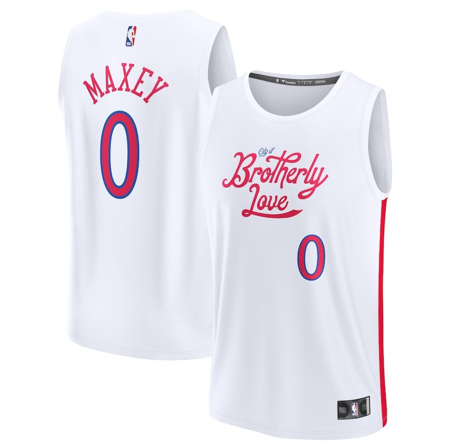 Tyrese Maxey Philadelphia 76ers Youth 2022/23 Fastbreak Jersey - City Edition - White - Dynasty Sports & Framing 