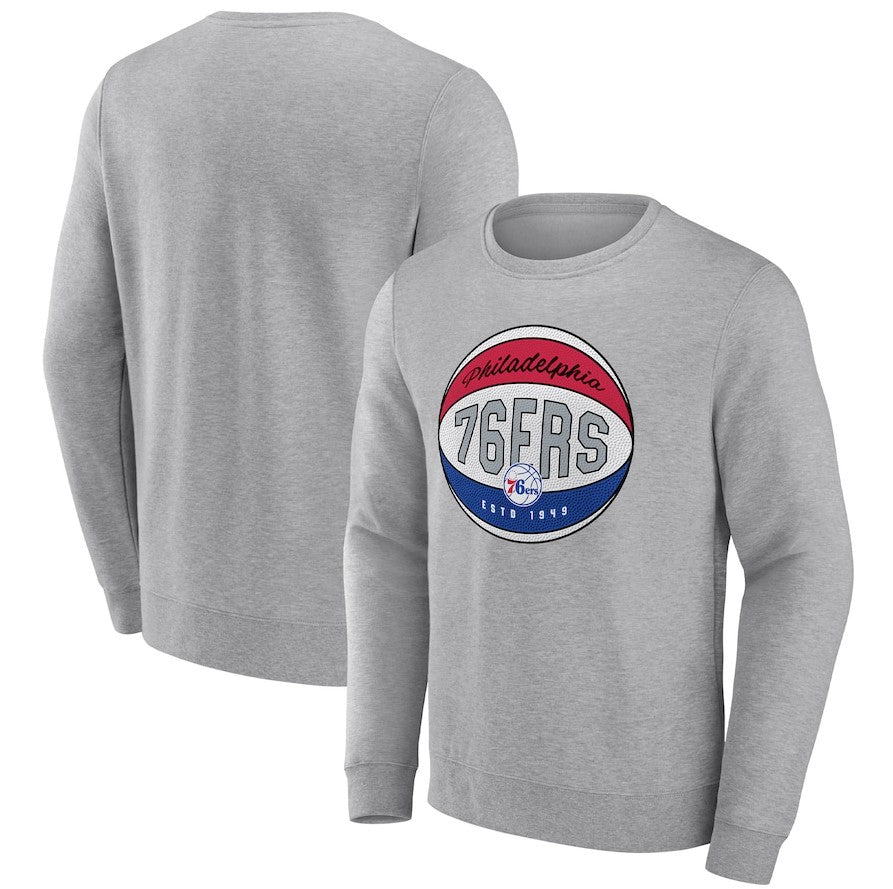 Philadelphia 76ers Heathered Gray True Classics Vint Pullover Sweatshirt - Dynasty Sports & Framing 