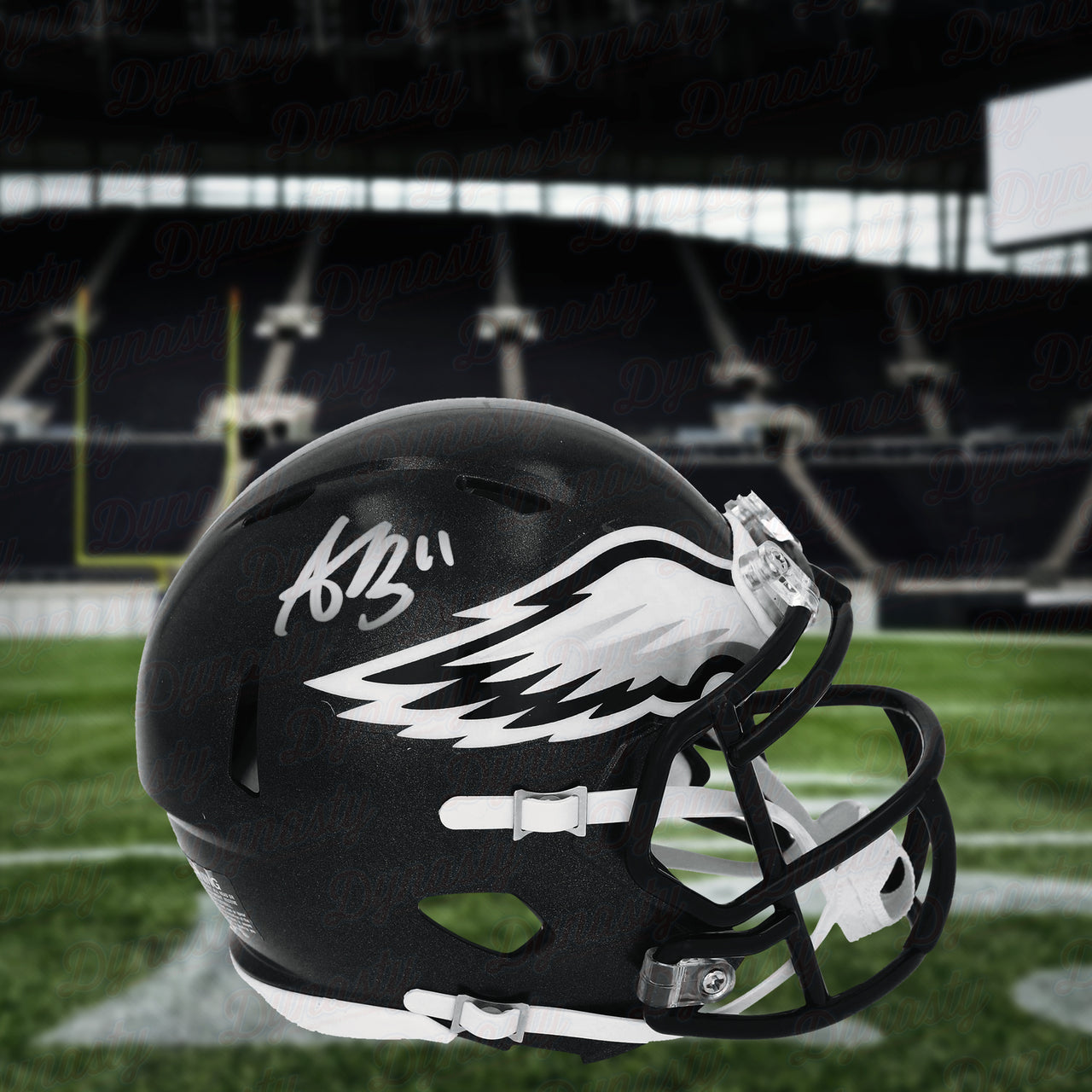 AJ Brown Philadelphia Eagles Autographed Black Alternate Football Mini-Helmet - Dynasty Sports & Framing 