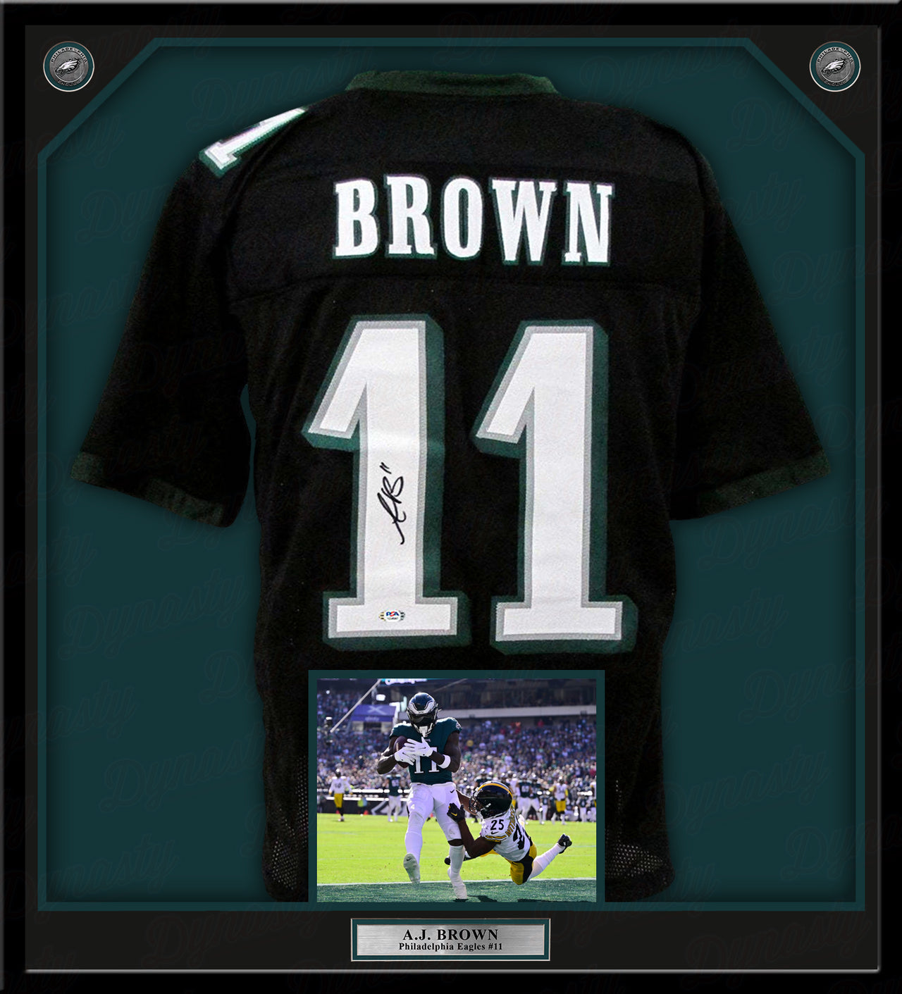 AJ Brown Philadelphia Eagles Autographed Framed Black Football Jersey - Dynasty Sports & Framing 