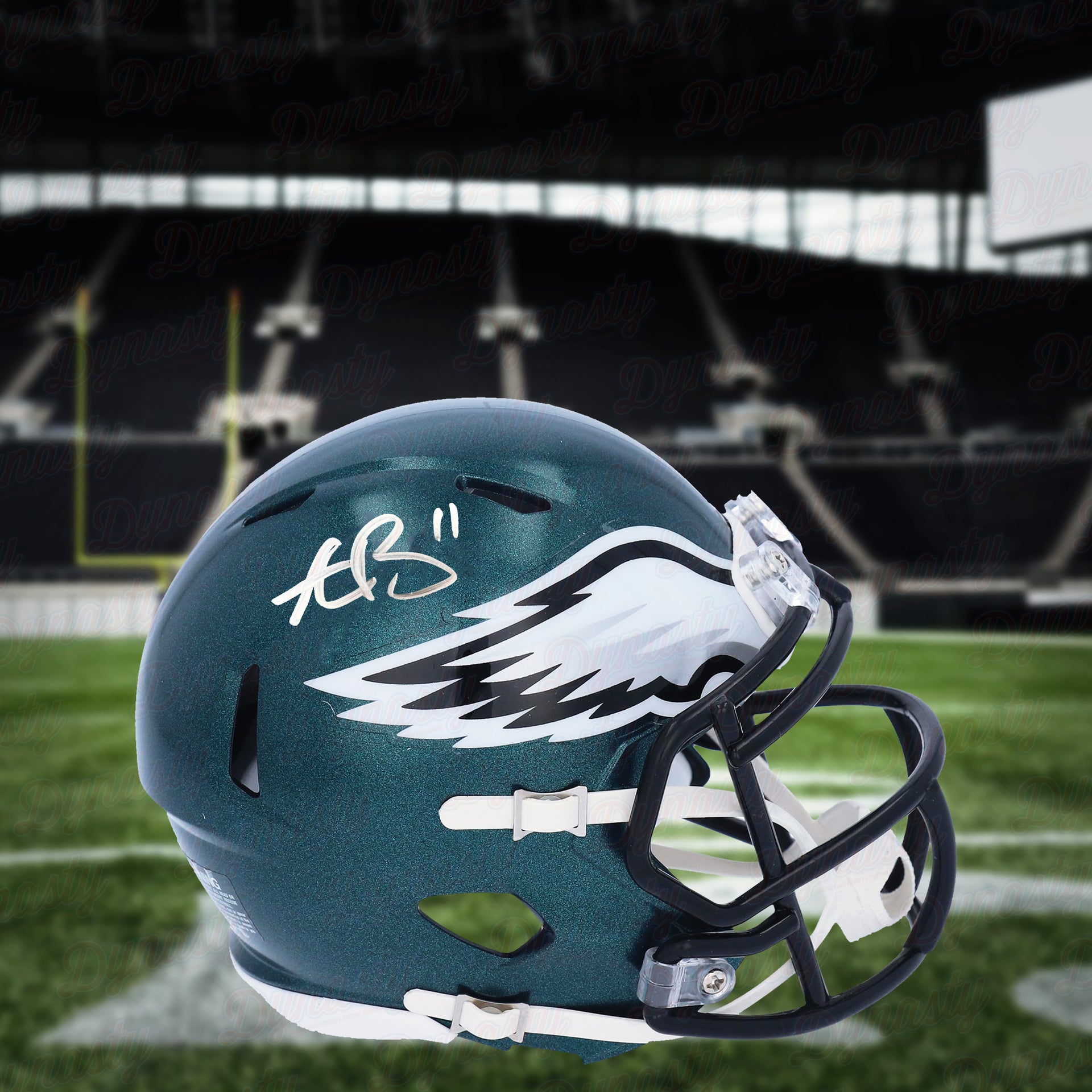 AJ Brown Philadelphia Eagles Autographed Football Mini-Helmet - Dynasty Sports & Framing 