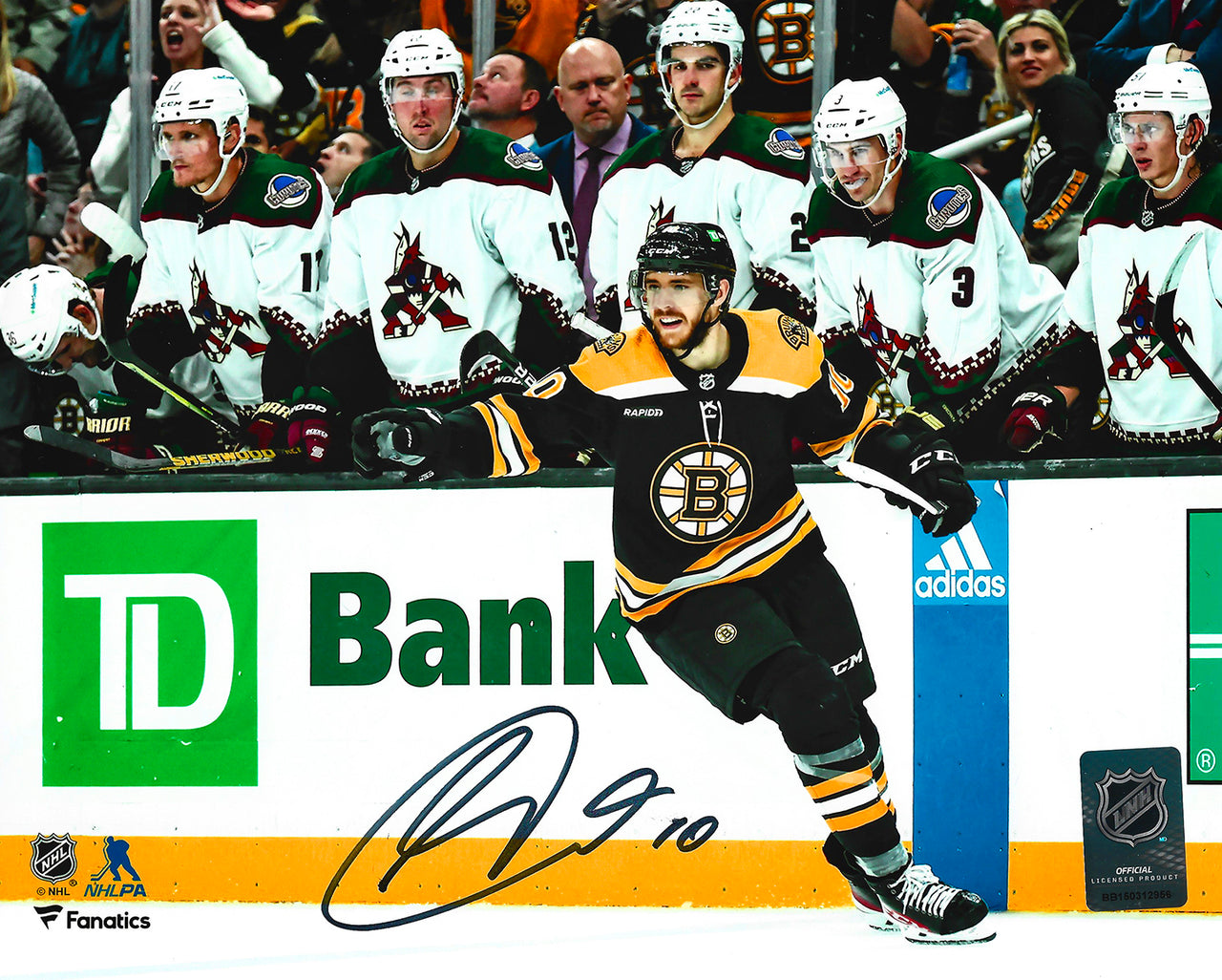 AJ Greer Celebration Boston Bruins Autographed 8" x 10" Hockey Photo - Dynasty Sports & Framing 