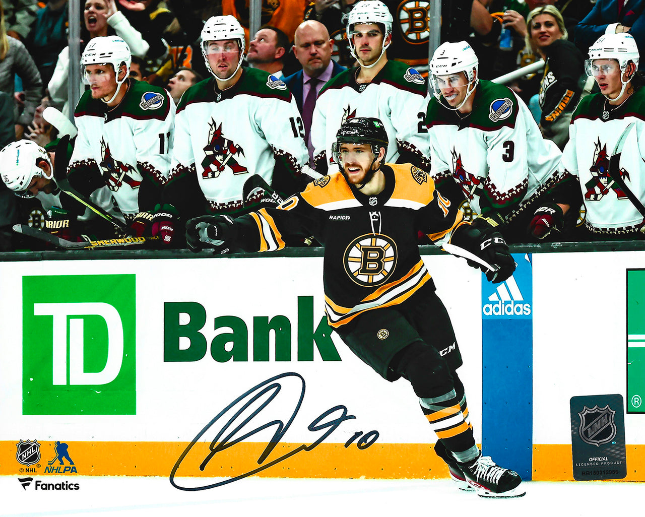 AJ Greer Celebration Boston Bruins Autographed 8" x 10" Hockey Photo - Dynasty Sports & Framing