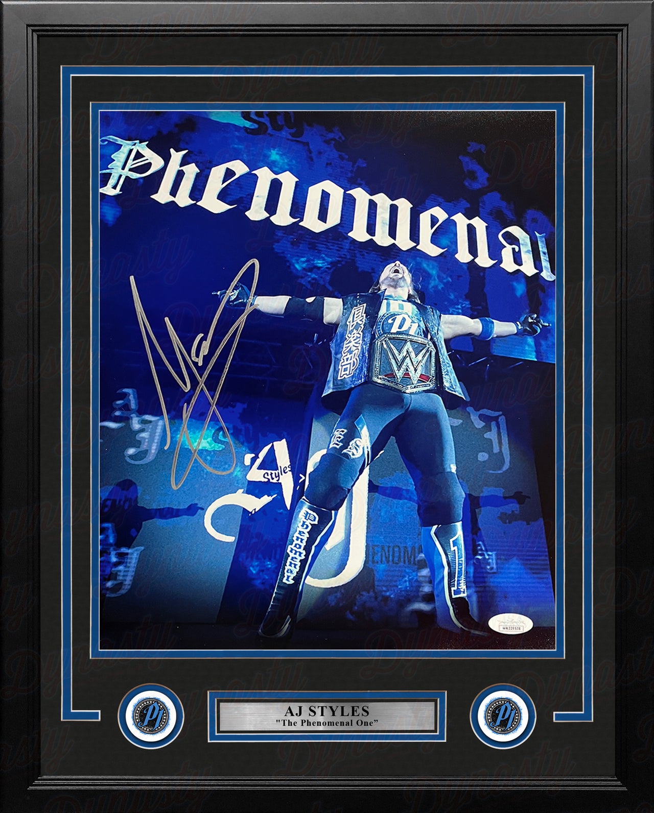 AJ Styles Phenomenal Championship Entrance Autographed Framed WWE Wrestling Photo - Dynasty Sports & Framing 