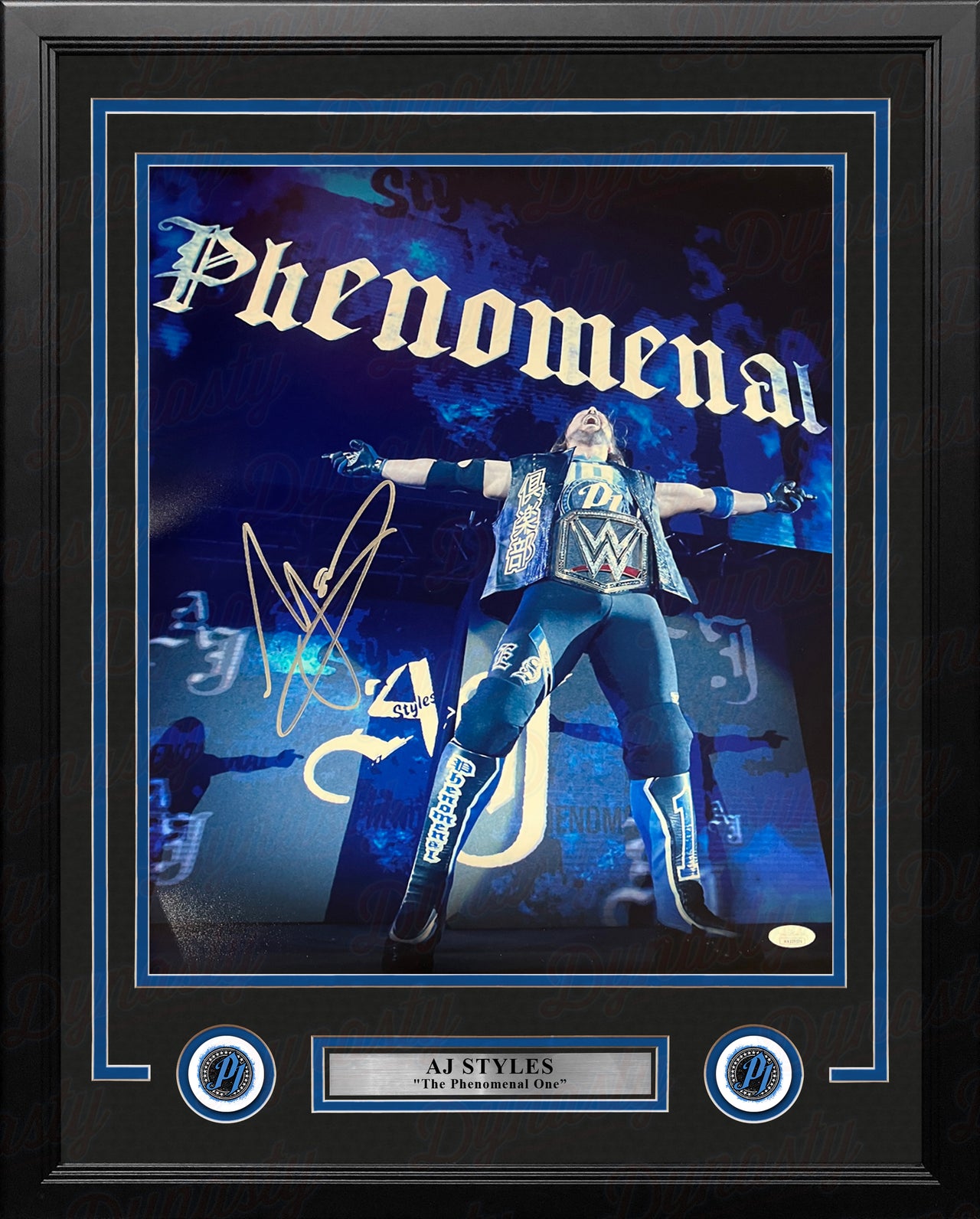 AJ Styles Phenomenal Championship Entrance Autographed Framed WWE Wrestling Photo - Dynasty Sports & Framing 